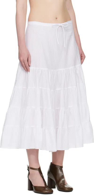 Paloma Wool Long Etoile Stripe Tiered Cotton Maxi Skirt In White