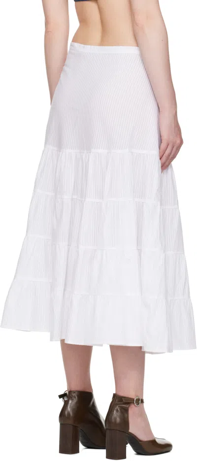 Paloma Wool Long Etoile Stripe Tiered Cotton Maxi Skirt In White