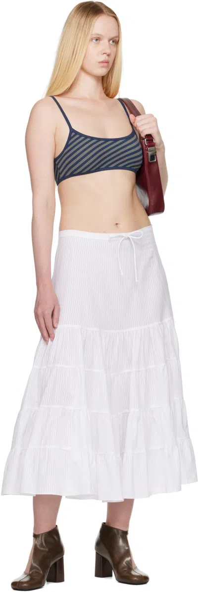 Paloma Wool Long Etoile Stripe Tiered Cotton Maxi Skirt In White
