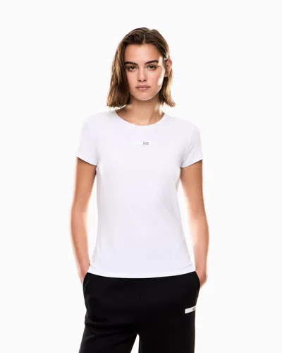 Ea7 Dynamic Athlete Crew-neck T-shirt In Natural Ventus7 Technical Fabric In White