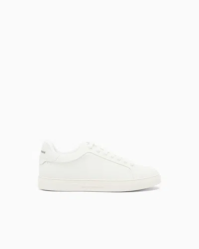 Emporio Armani White Trainers With Textured Upper And Rubber Sole In White
