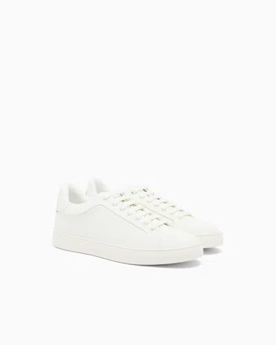 Emporio Armani White Trainers With Textured Upper And Rubber Sole In White