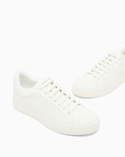 Emporio Armani White Trainers With Textured Upper And Rubber Sole In White