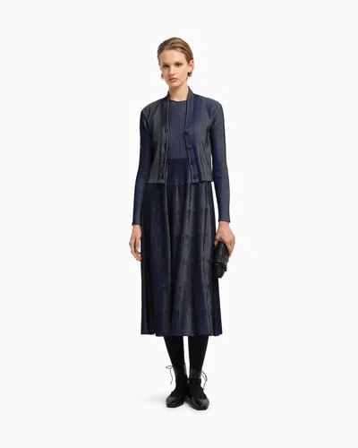 Emporio Armani Sleeveless Dress In Knit Front And Back Plated Effect