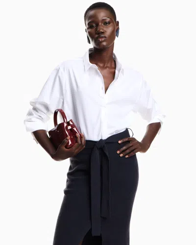 Emporio Armani Wool Long Skirt With Slit And Belt In Blue