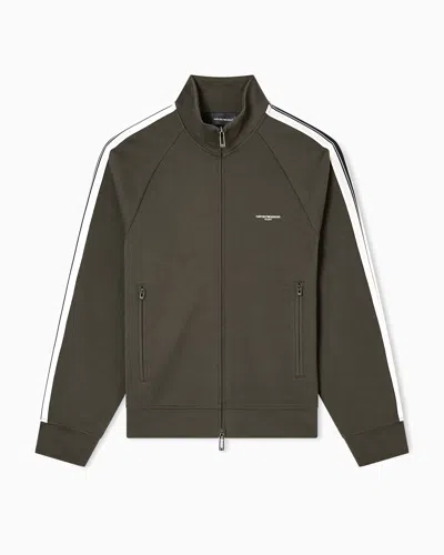 Emporio Armani Asv Full-zip Sweatshirt In Jersey With Contrasting Bands