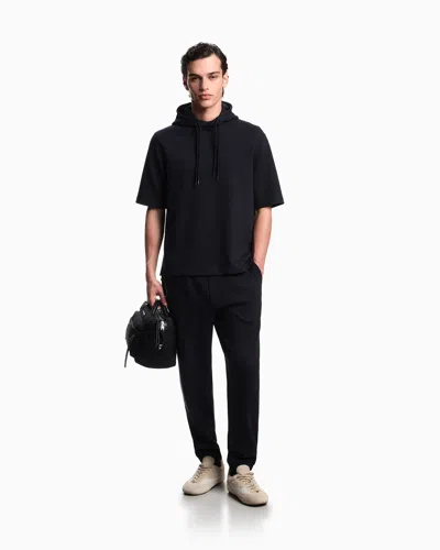 Emporio Armani Asv Lyocell-blend Jacquard Jersey Trousers In Black