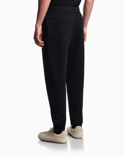 Emporio Armani Asv Lyocell-blend Jacquard Jersey Trousers In Black