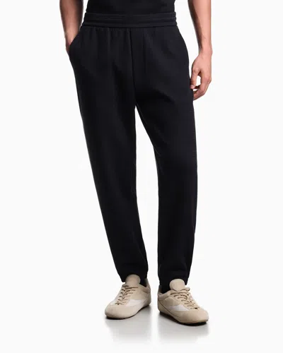 Emporio Armani Asv Lyocell-blend Jacquard Jersey Trousers In Black