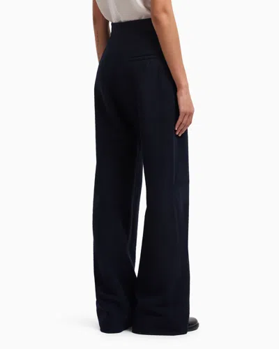 Emporio Armani Icon Chevron-motif Jacquard Wide-leg Trousers In Blue
