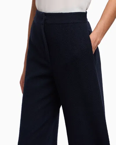 Emporio Armani Icon Chevron-motif Jacquard Wide-leg Trousers In Blue