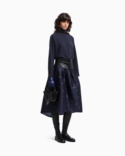 Emporio Armani Rollneck Jumper In A Yak Wool Blend In Blue