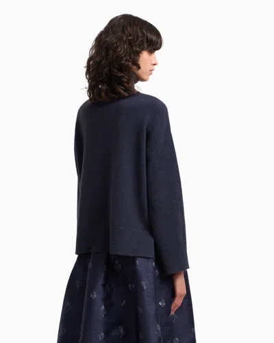 Emporio Armani Rollneck Jumper In A Yak Wool Blend In Blue