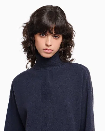 Emporio Armani Rollneck Jumper In A Yak Wool Blend In Blue