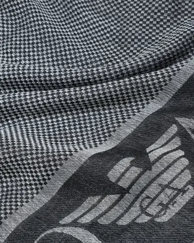Emporio Armani Stole With Gradient Micro Check Motif In Black