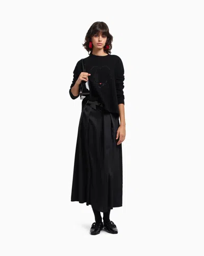 Emporio Armani Valentine's Day Capsule Collection Virgin-wool Jumper With Rhinestones In Black