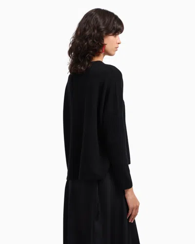 Emporio Armani Valentine's Day Capsule Collection Virgin-wool Jumper With Rhinestones In Black