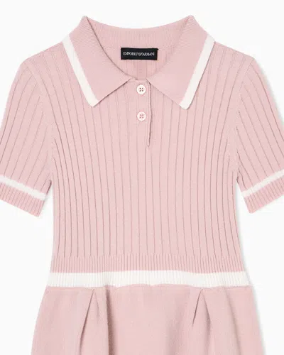 Emporio Armani Wool-blend Knit Dress With Polo-shirt Collar In Pink