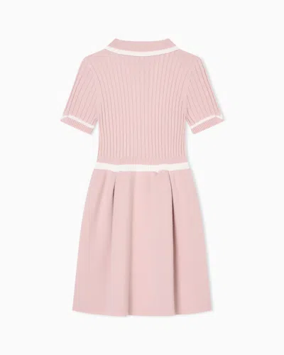 Emporio Armani Wool-blend Knit Dress With Polo-shirt Collar In Pink