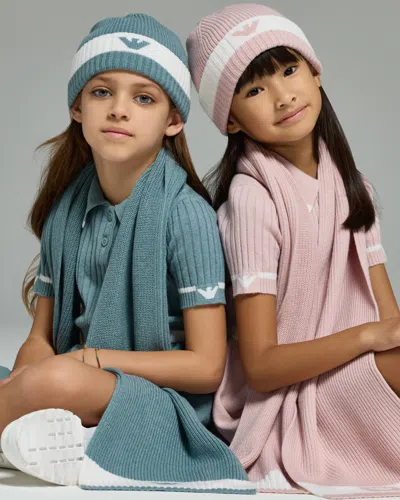 Emporio Armani Wool-blend Knit Dress With Polo-shirt Collar In Pink