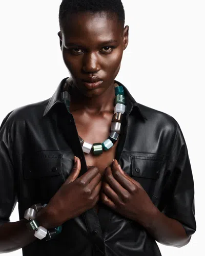 Emporio Armani Necklace With Cubes And Micro Spheres