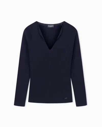 Emporio Armani Polygon Capsule Collection Virgin Wool Blend V-neck Jumper