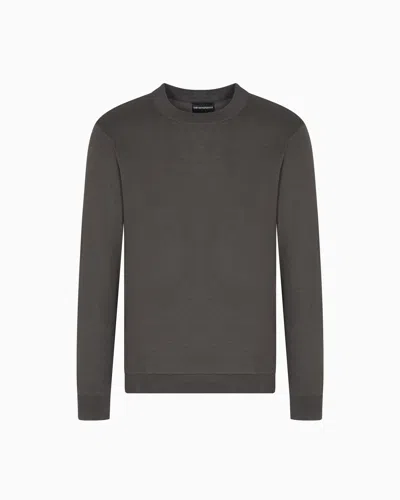 Emporio Armani Travel Essentials Plain-knit Virgin-wool Jumper In Gray