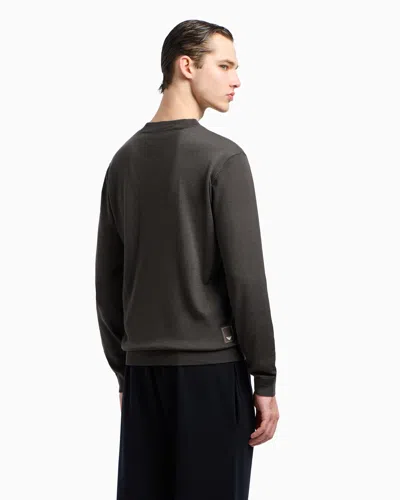 Emporio Armani Travel Essentials Plain-knit Virgin-wool Jumper In Gray