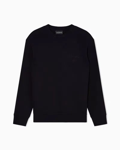 Emporio Armani Asv Double-jersey Sweatshirt With Oversized Embroidery
