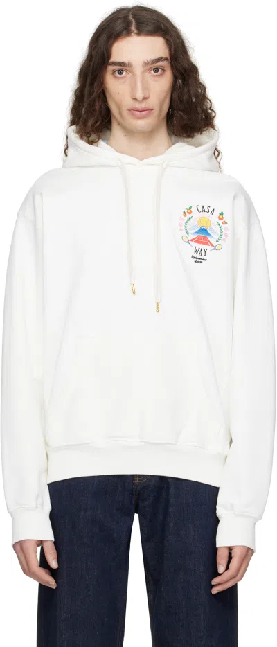 Casablanca Cotton Sweatshirt With Front Pocket And Hood In White