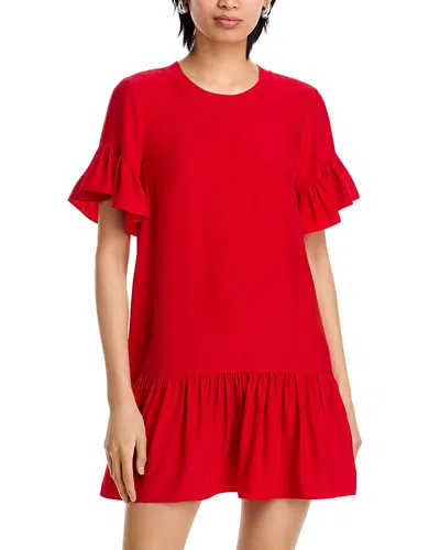 Cinq À Sept Leilah Drop Waist Silk Swing Dress In Red
