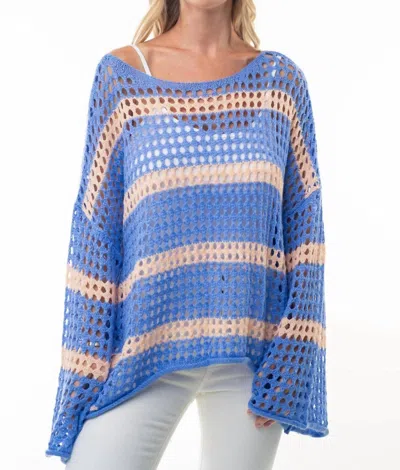 White Birch Long Sleeve Striped Knit Top In Blue Multi In Blue