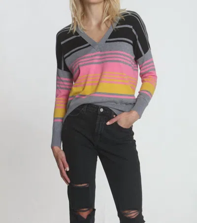 Label+thread Sunrise Stripe Vee Top In Pink Multi In Multi