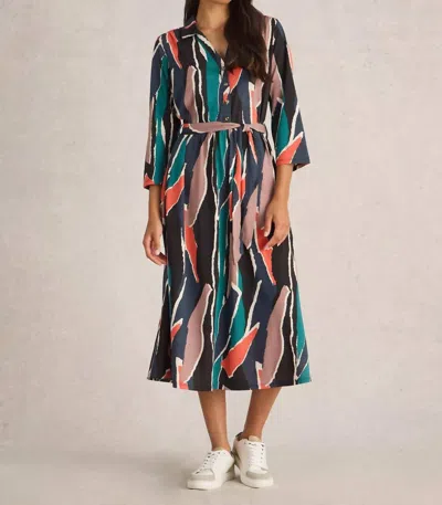White Stuff Ava Jersey Blouse Dress In Black Multi In Multi