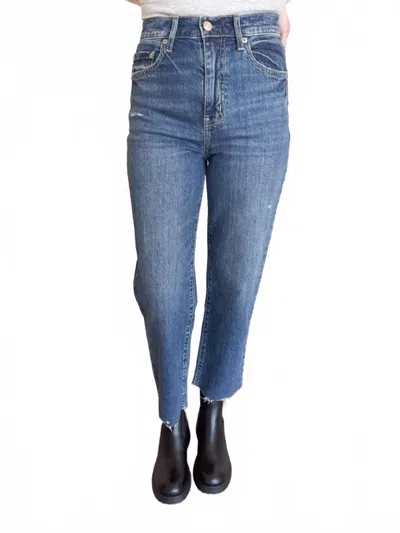 Daze Waverly Straight Crop Jeans In Dark Wash In Blue