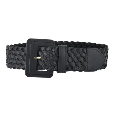 Most Wanted Women's Wide Woven Leather Belt In Black