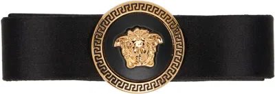 Versace Medusa-plaque Decorative-stitch Hairpin In Black