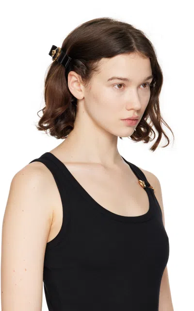 Versace Medusa-plaque Decorative-stitch Hairpin In Black