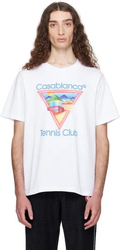 Casablanca White Tennis Club Print T-shirt In White
