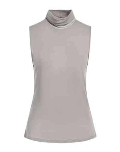 Purotatto Woman Top Grey Size 12 Modal, Cashmere, Polyester, Polyacrylic, Elastane In Gray