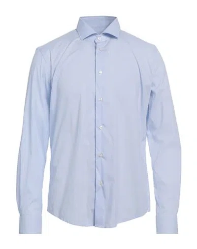 Brian Dales Man Shirt Sky Blue Size 17 Cotton, Polyamide, Elastane