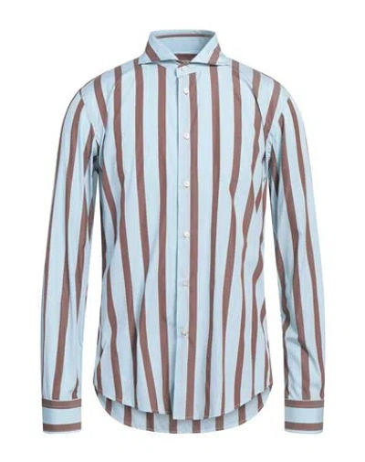 Brian Dales Man Shirt Sky Blue Size 16 Ramie In Multi