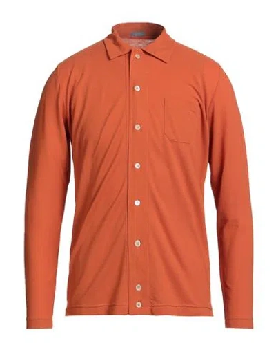 Zanone Man Shirt Orange Size 42 Cotton In Red