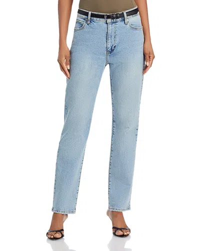 Frame The Borrowed High Rise Ankle Slim Straight Jeans In Dolly In Blue