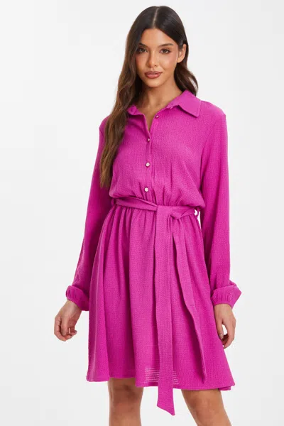 Quiz Women's Textured Jersey Shirt Dress In Pink