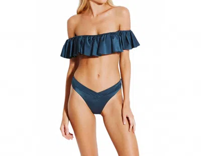 Seafolly Shine On Cold Shoulder Bandeau Bikini Top In Blueprint In Blue