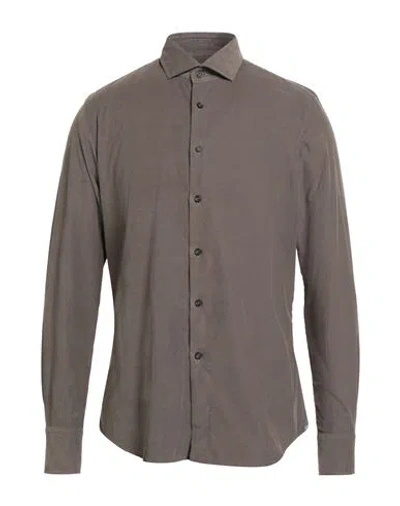Xacus Man Shirt Khaki Size 17 Cotton In Gray
