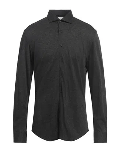 Xacus Man Shirt Charcoal Size 17 Cotton, Lyocell In Black