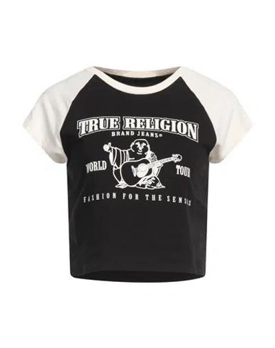 True Religion Woman T-shirt Black Size L Cotton, Elastane In Black