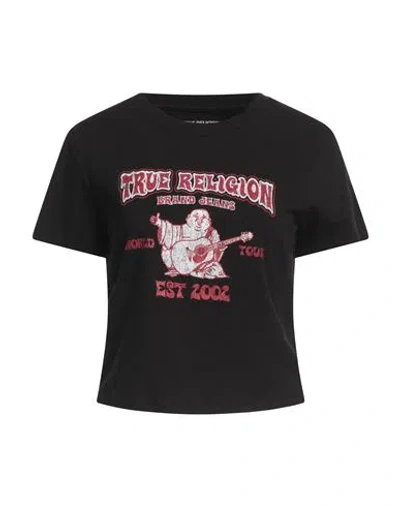 True Religion Woman T-shirt Black Size L Cotton, Elastane In Black